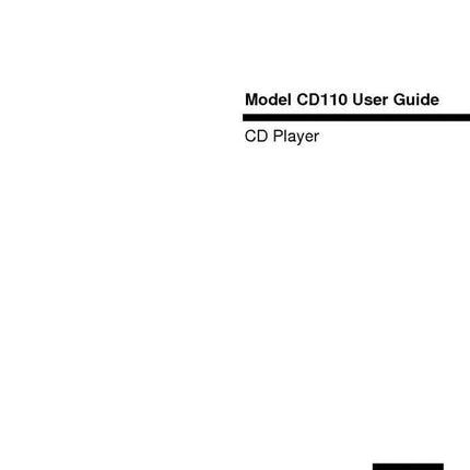 Marantz CD110 CD Player Owners Manual
