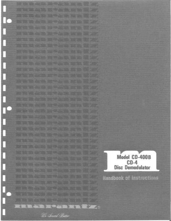 Marantz CD4 CD Player Owners Manual