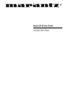 Marantz CD40 CD Player Owners Manual