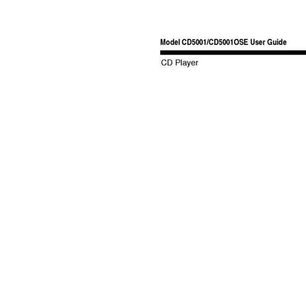 Marantz CD5001OSE CD Player Owners Manual