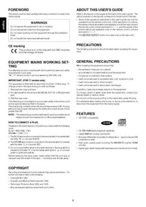 Marantz CD6000 CD Player Owners Manual