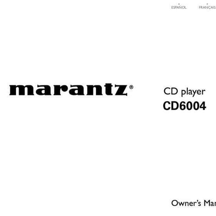 Marantz CD6004 CD Player Owners Instruction Manual