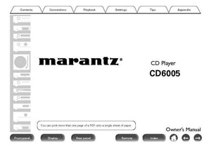 Marantz CD6005 CD Player Owners Instruction Manual