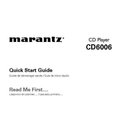 Marantz CD6006 CD Player Owners Instruction Manual