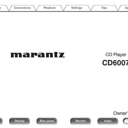 Marantz CD6007 CD Player Owners Instruction Manual