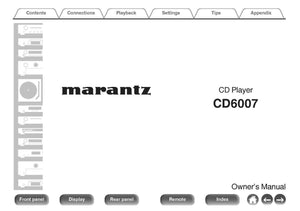 Marantz CD6007 CD Player Owners Instruction Manual