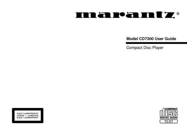 Marantz CD7300 CD Player Owners Manual