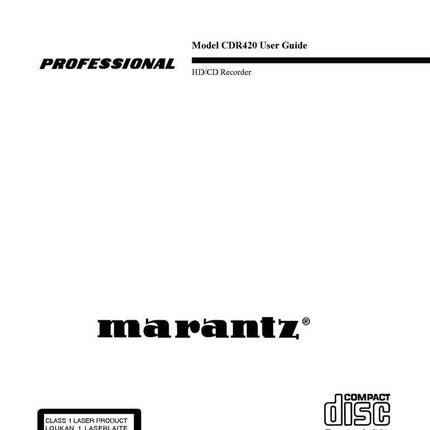 Marantz CDR420 CD Recorder Owners Manual