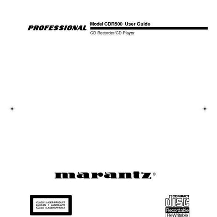 Marantz CDR500 CD Recorder Owners Manual