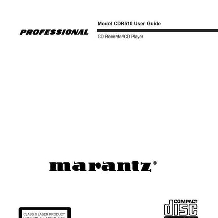 Marantz CDR510 CD Recorder Owners Instruction Manual