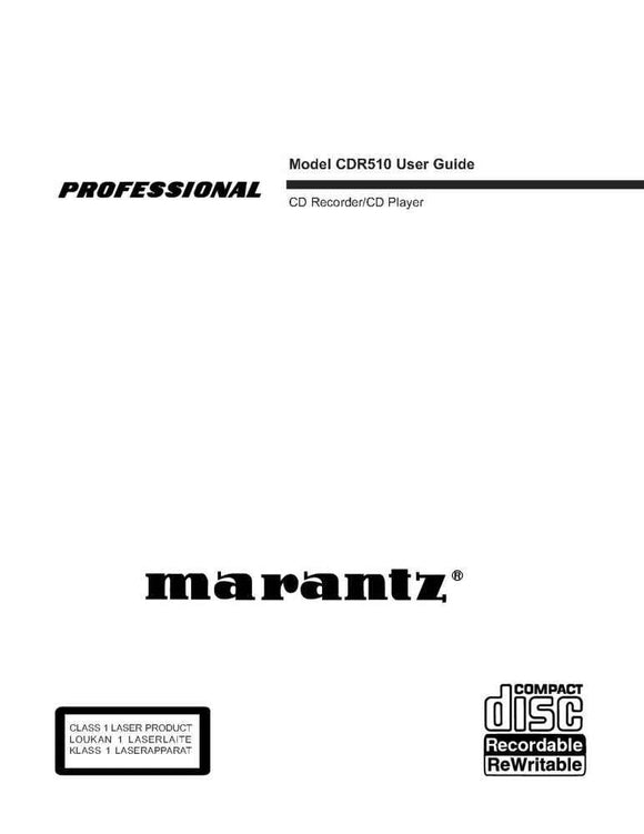 Marantz CDR510 CD Recorder Owners Instruction Manual