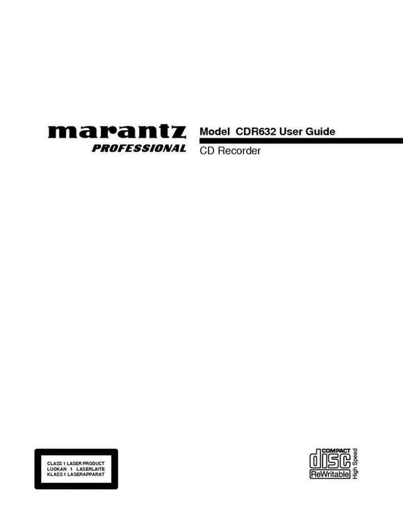 Marantz CDR632 CD Recorder Owners Instruction Manual