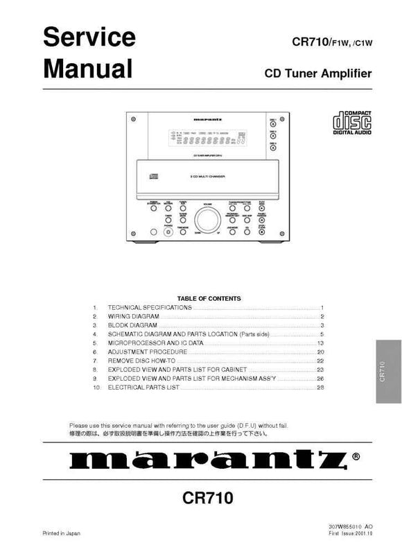 Marantz CR-710 CD Tuner Amplifier Owners Manual