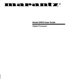 Marantz DP870 Digital Processor Owners Manual