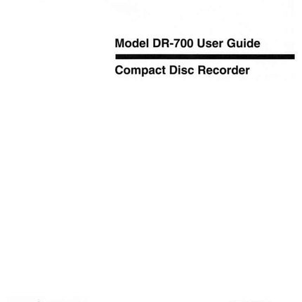 Marantz DR-700 CD Recorder Owners Instruction Manual