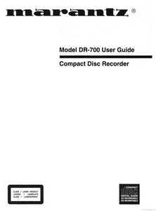 Marantz DR-700 CD Recorder Owners Instruction Manual