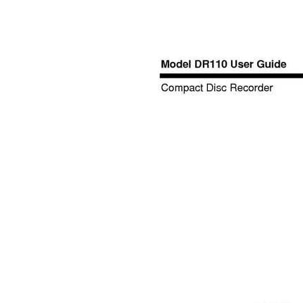 Marantz DR110 CD Recorder Owners Manual