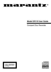 Marantz DR110 CD Recorder Owners Manual