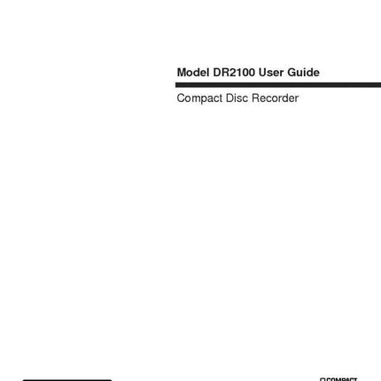 Marantz DR2100 CD Recorder Owners Manual