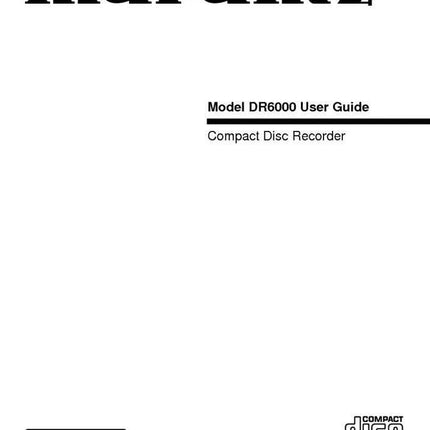 Marantz DR6000 CD Recorder Owners Manual