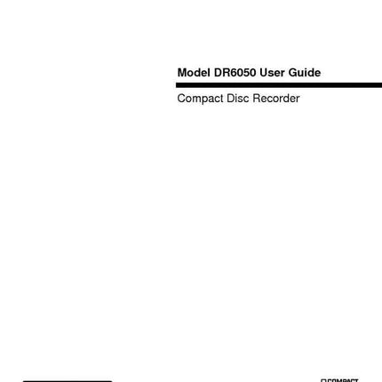 Marantz DR6050 CD Recorder Owners Manual