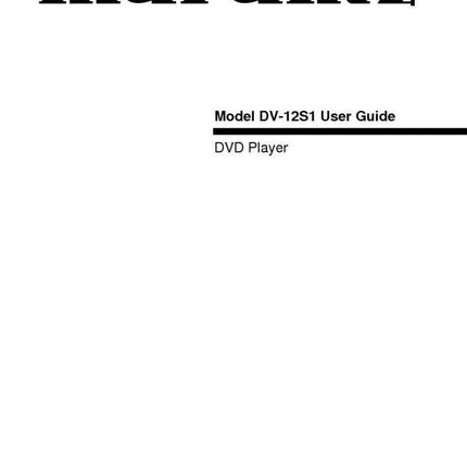 Marantz DV 12S1 DVD Player Owners Instruction Manual