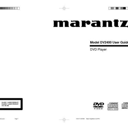 Marantz DV2400 DVD Player Owners Manual