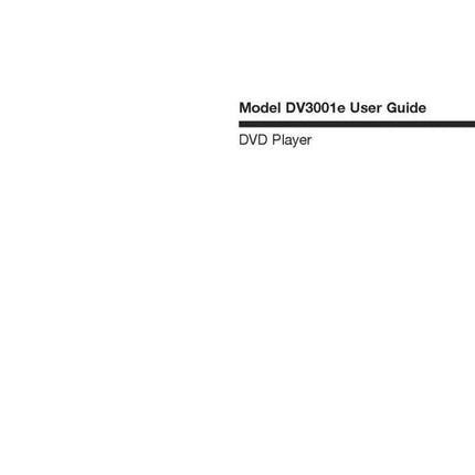Marantz DV3001E DVD Player Owners Instruction Manual