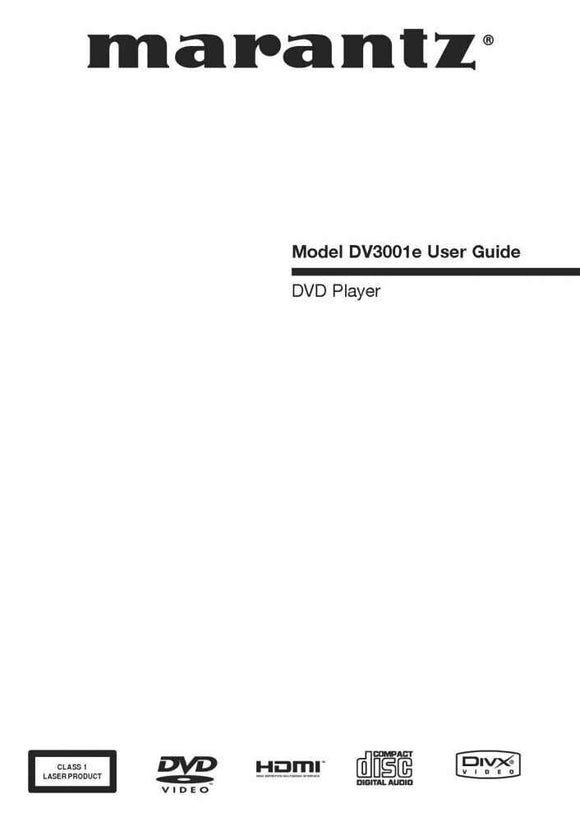 Marantz DV3001E DVD Player Owners Instruction Manual