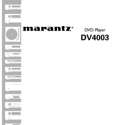 Marantz DV4003 DVD Player Owners Instruction Manual