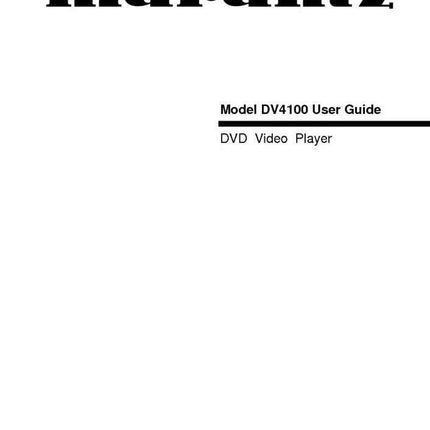 Marantz DV4100 DVD Player Owners Manual