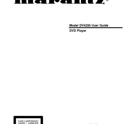 Marantz DV4200 DVD Player Owners Manual