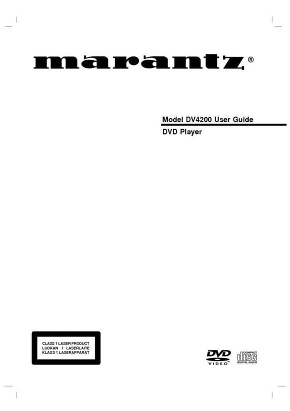 Marantz DV4200 DVD Player Owners Manual