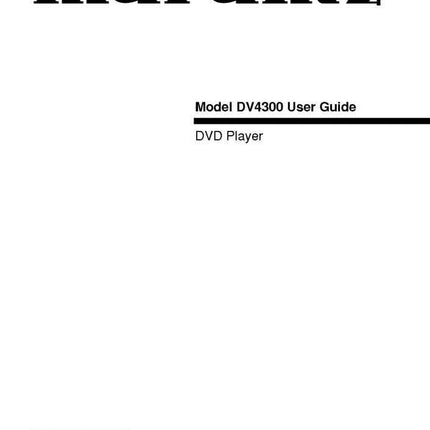 Marantz DV4300 DVD Player Owners Manual
