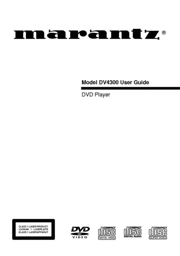 Marantz DV4300 DVD Player Owners Manual