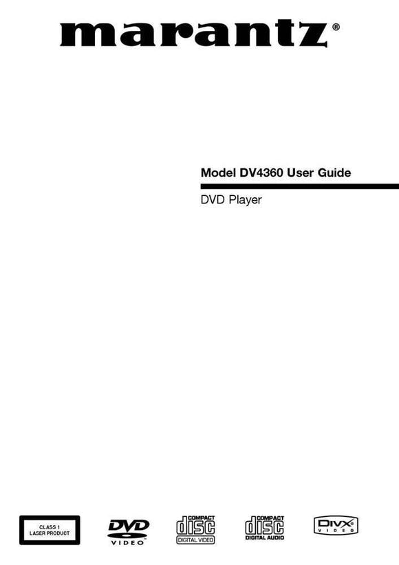 Marantz DV4360 DVD Player Owners Manual