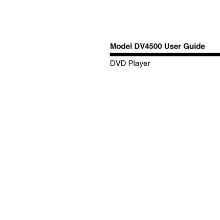 Marantz DV4500 DVD Player Owners Manual