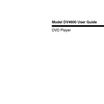 Marantz DV4600 DVD Player Owners Manual