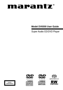 Marantz DV6500 DVD Player Owners Manual