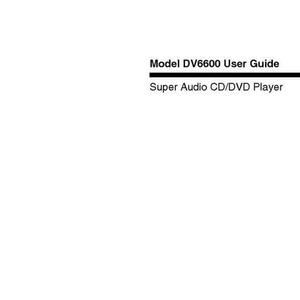 Marantz DV6600 DVD Player Owners Manual
