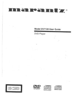 Marantz DV7100 DVD Player Owners Instruction Manual