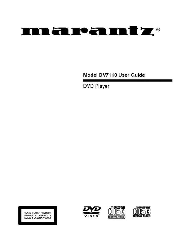 Marantz DV7110 DVD Player Owners Instruction Manual