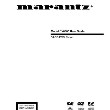Marantz DV8300 DVD Player Owners Manual