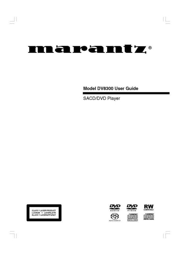 Marantz DV8300 DVD Player Owners Manual