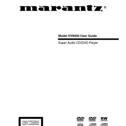 Marantz DV8400 DVD Player Owners Manual
