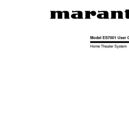 Marantz ES7001 Home Theater System Owners Manual