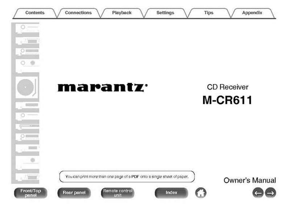 Marantz M-CR611 CD Receiver Owners Instruction Manual