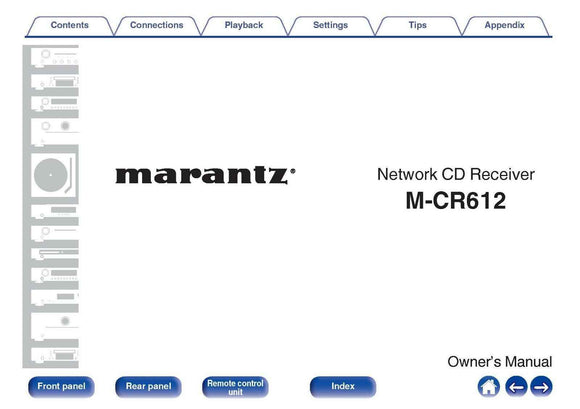 Marantz M-CR612 CD Receiver Owners Instruction Manual