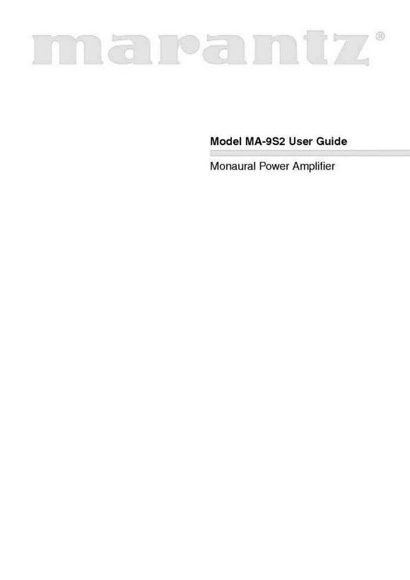 Marantz MA-9S2 Amplifier Owners Instruction Manual