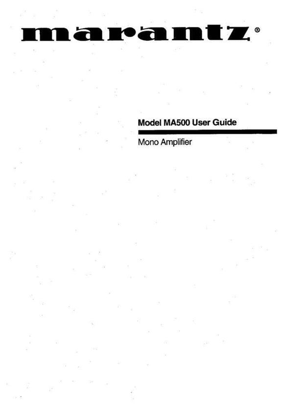 Marantz MA500 Amplifier Owners Manual